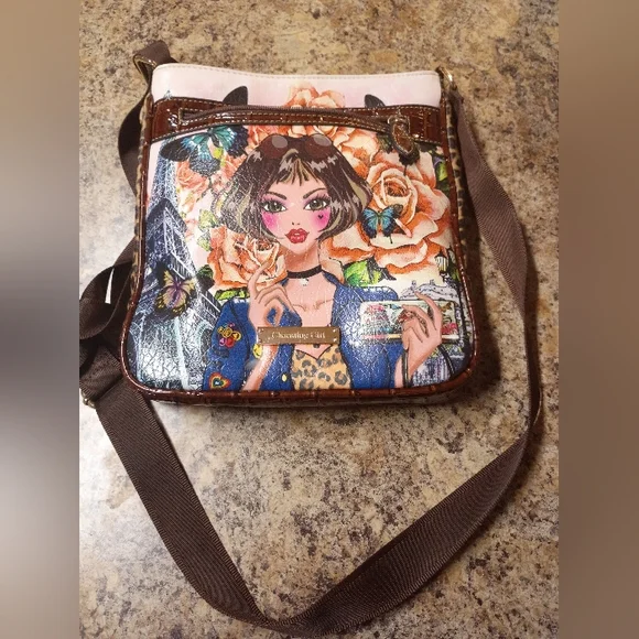 🦄 Nicole Lee Artistic Crossbody Bag with Floral and Butterfly Design - Picture 5 of 10